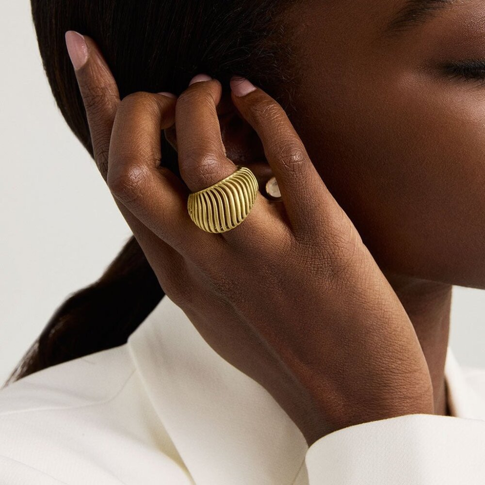 Dean Davidson Gold Plated Ring Trancoso Statement Ring Size 6 New Without Tags